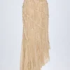 Novina asymmetrische maxi-rok met ruches en middelhoge taille in tan print