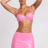 Nyx vinyl micro-minirok met split aan de zijkant in roze