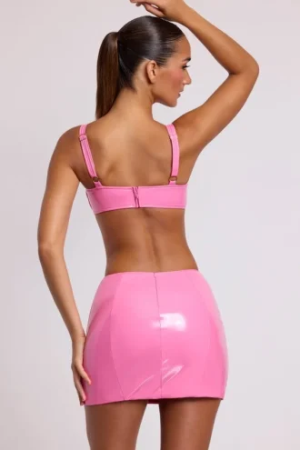 Nyx vinyl micro-minirok met split aan de zijkant in roze