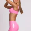Nyx vinyl micro-minirok met split aan de zijkant in roze