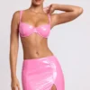 Nyx vinyl micro-minirok met split aan de zijkant in roze