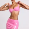 Nyx vinyl micro-minirok met split aan de zijkant in roze
