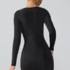 Oakley Slinky Jersey minijurk met lange mouwen en diep decolleté in zwart
