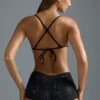 Oh Polly Badmode: HOTFIX Edition versierde micro-bikinitop in zwart