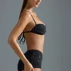 Oh Polly Badmode: HOTFIX Edition versierde micro-bikinitop in zwart