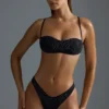 Oh Polly Badmode: HOTFIX Edition versierde V-vormige cheeky bikinibroekje met hoge beenuitsnijding in zwart