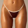 Old Money driehoekige stringbikinibroekje in bruin