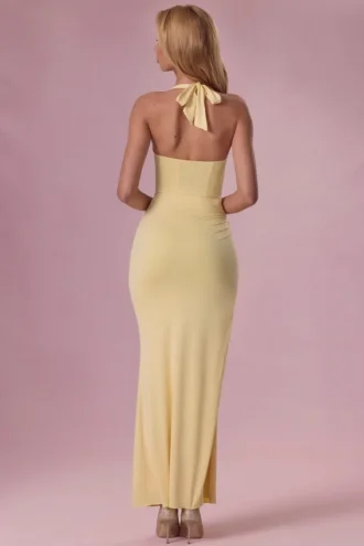 Olivette Jersey Corset Bruidsmeisjesjurk in botergeel