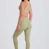 Omgeslagen mid-rise legging met beugels in Matcha