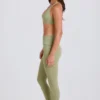 Omgeslagen mid-rise legging met beugels in Matcha