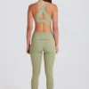 Omgeslagen mid-rise legging met beugels in Matcha