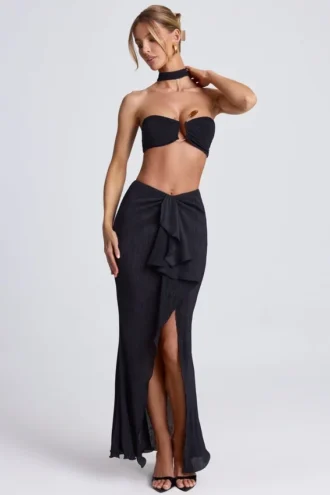 Ondine maxi-rok met ruches in zwart