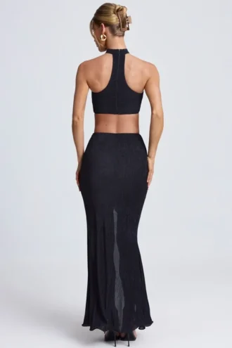 Ondine maxi-rok met ruches in zwart