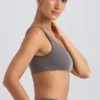 One-shoulder sportbeha in gewassen antraciet