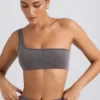 One-shoulder sportbeha in gewassen antraciet