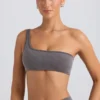 One-shoulder sportbeha in gewassen antraciet