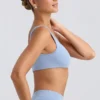 One-shoulder sportbeha in gewassen blauw