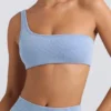 One-shoulder sportbeha in gewassen blauw