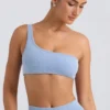 One-shoulder sportbeha in gewassen blauw