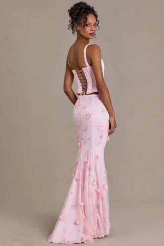 Opaline Premium versierde tule rok in babyroze
