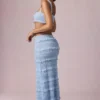 Orena maxi-rok met ruches en middelhoge taille in poederblauw
