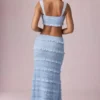 Orena maxi-rok met ruches en middelhoge taille in poederblauw