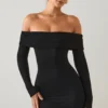Oriana Modal mini-jurk met blote schouders in zwart