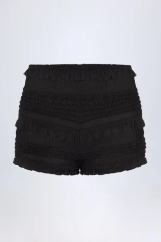 Orla gerimpelde mid-rise Short in zwart