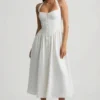 Orlena halterjurk met knoopdetails in wit