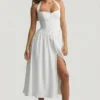 Orlena halterjurk met knoopdetails in wit