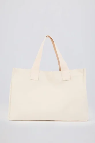 Oversized canvas draagtas in Egg Shell