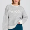Oversized gebreide trui met logo in Ice