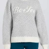 Oversized gebreide trui met logo in Ice