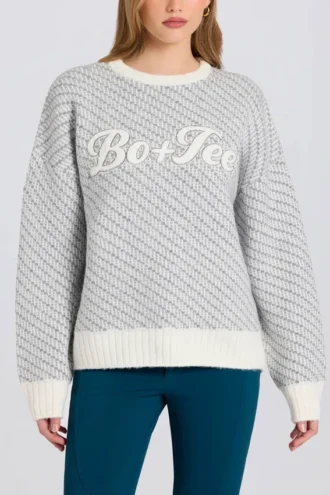Oversized gebreide trui met logo in Ice