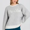 Oversized gebreide trui met logo in Ice