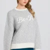 Oversized gebreide trui met logo in Ice