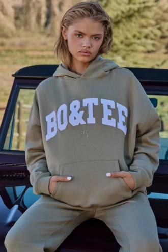Oversized hoodie in zacht olijfgroen
