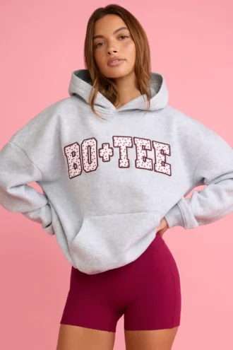 Oversized hoodie met applicatie in grijs