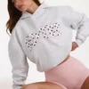 Oversized hoodie met applicatie in grijs gemêleerd
