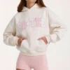 Oversized hoodie met applicatie in ivoor