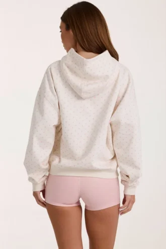 Oversized hoodie met applicatie in ivoorkleurig met stippen