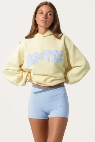 Oversized hoodie met applicatie in Lemon