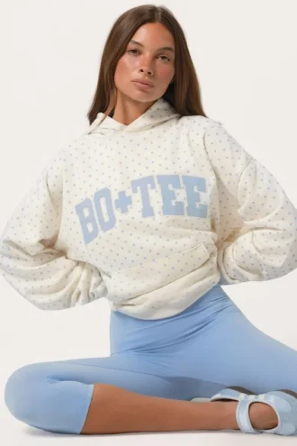 Oversized hoodie met applicatie in melk met stippen