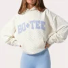 Oversized hoodie met applicatie in melk met stippen
