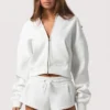 Oversized hoodie met ritssluiting  in Milk