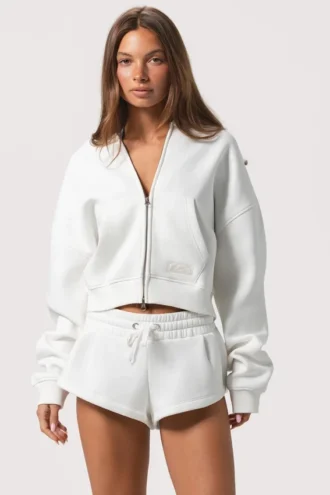 Oversized hoodie met ritssluiting  in Milk