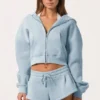Oversized hoodie met ritssluiting  in poederblauw