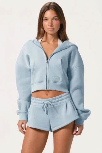 Oversized hoodie met ritssluiting  in poederblauw