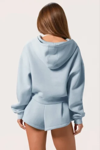 Oversized hoodie met ritssluiting  in poederblauw