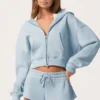 Oversized hoodie met ritssluiting  in poederblauw